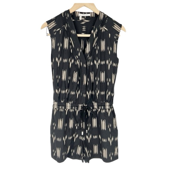 10 Crosby Derek Lam Pants - Derek Lam 10 Crosby Silk Cotton Tie Waist Black V Neck Romper